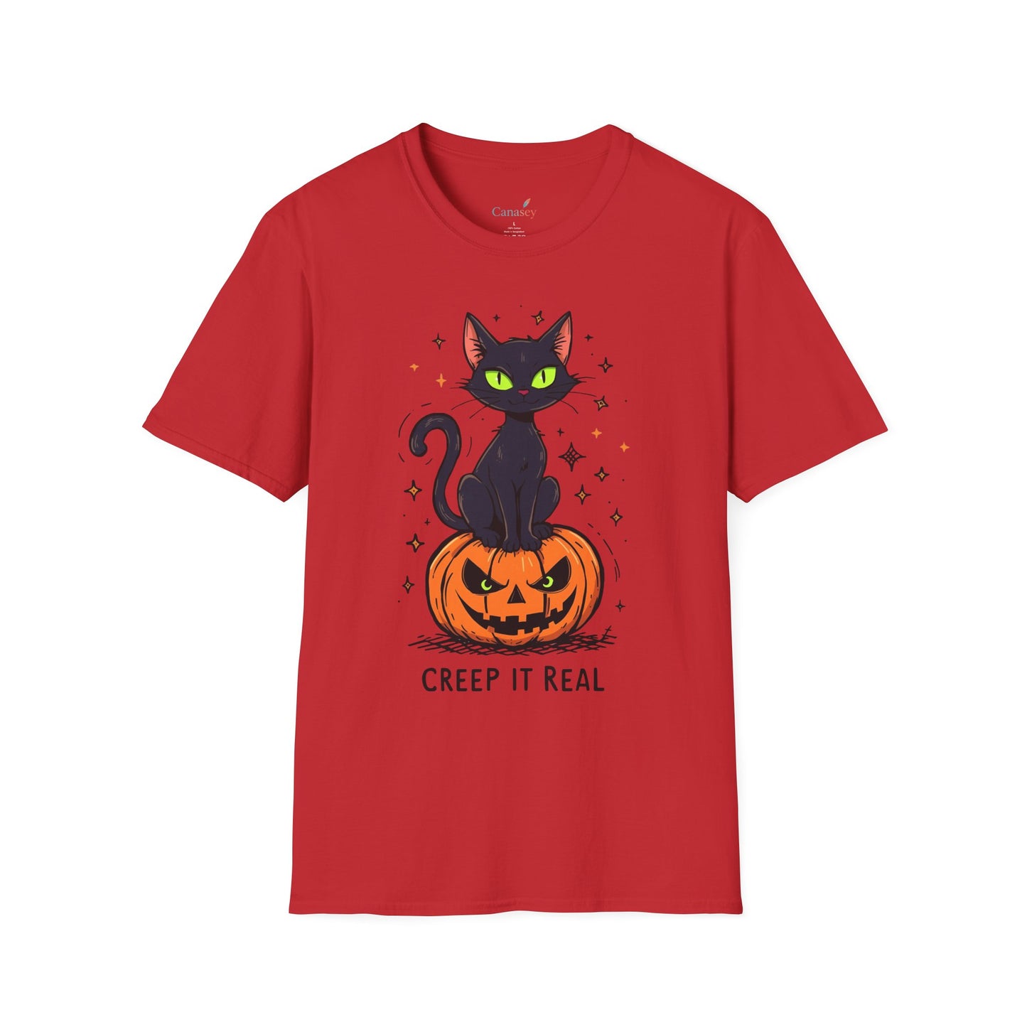 Creep It Real Halloween Shirt / Cute Black Cat & Pumpkin T-Shirt